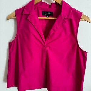 Banana Republic Dragonfruit Pink Cotton Collared Pullover Blouse Small S